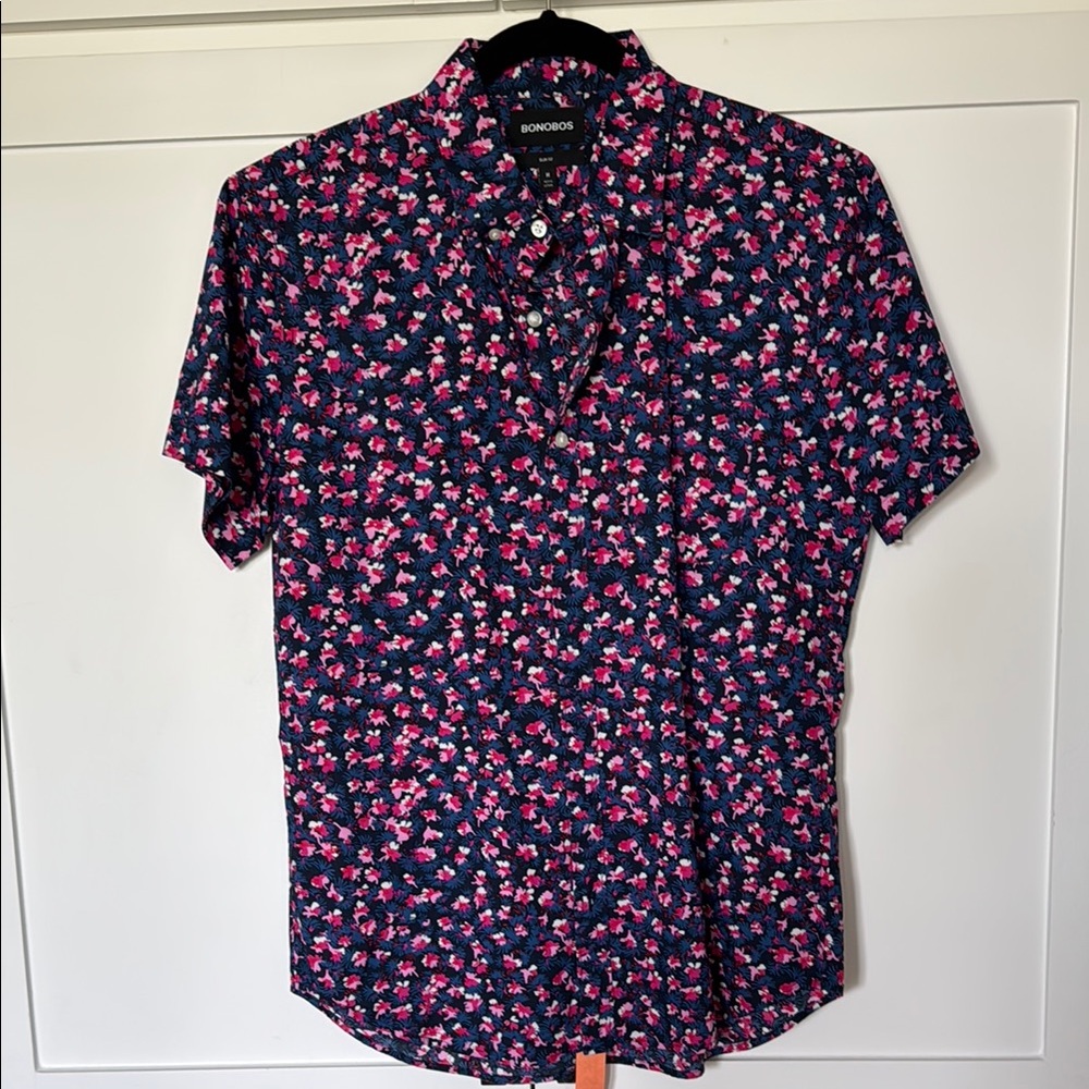 Bonobos Pink and Blue Casual Button Down Shirt